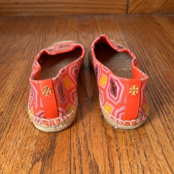 Tory Burch Cecily Pink Orange Sequins Embellished Flat Espadrille Shoes - Picture 2 of 9
